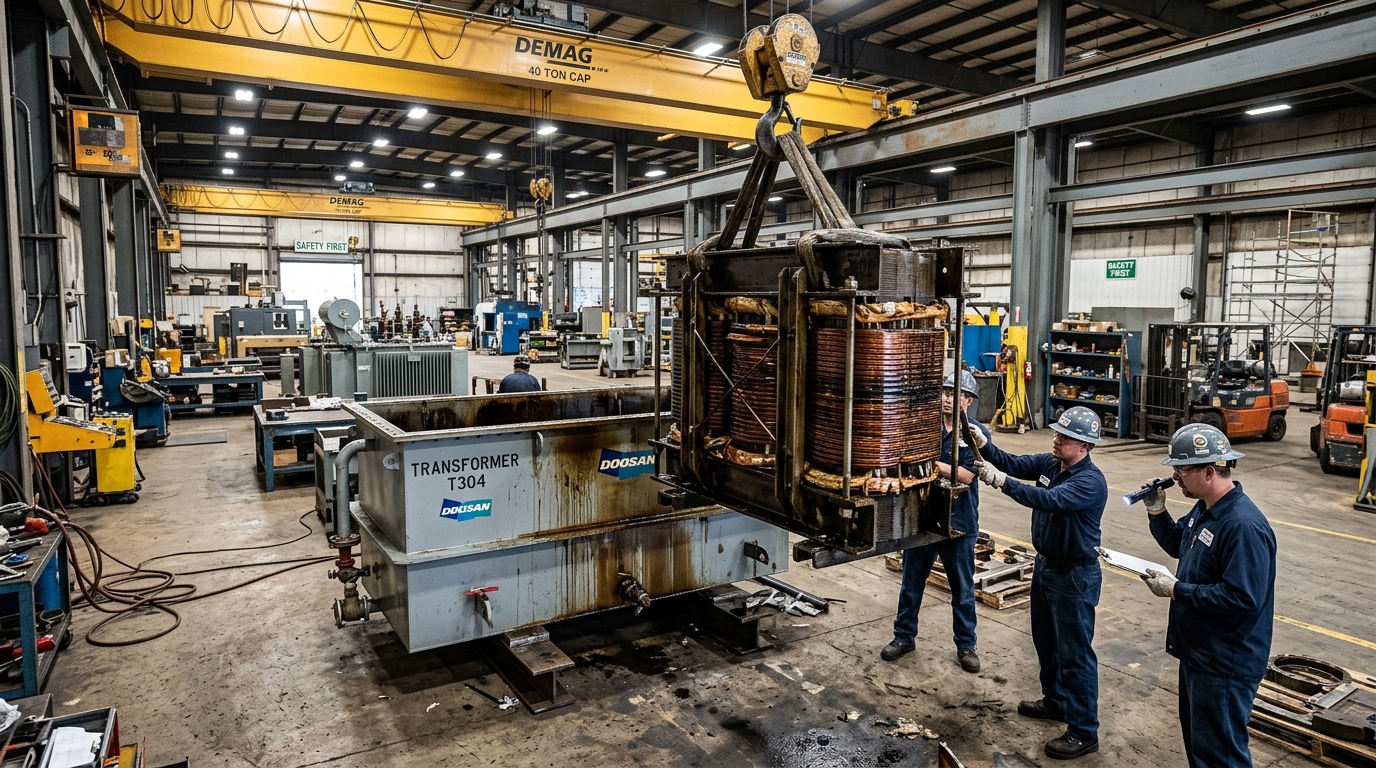 Heavy Transformer Core De-Tanking and Overhaul in Workshop Bay Lahore