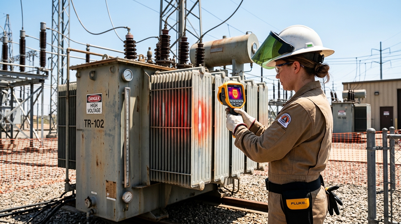 Thermal Thermography Inspection of Overheating Transformer Radiator in Lahore